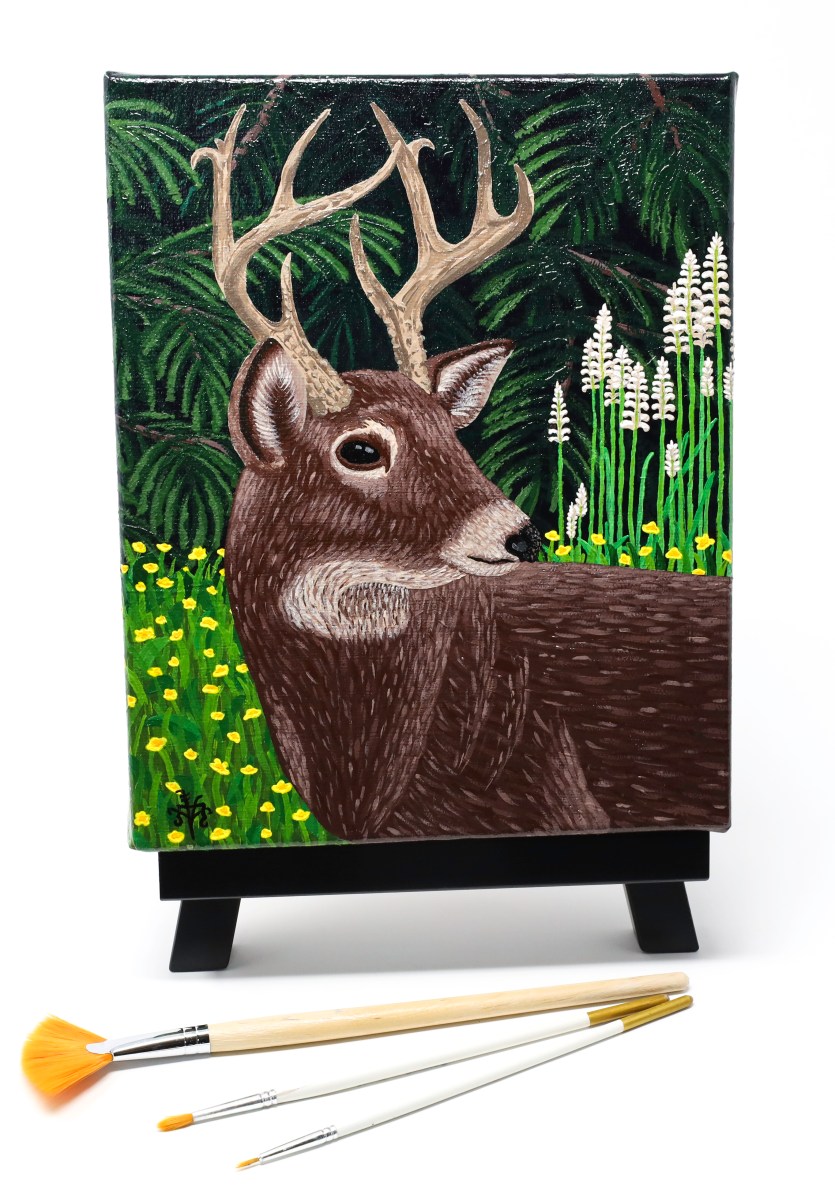 White-Tailed Deer Acrylic Painting on Canvas by Athena Mariah LaRue