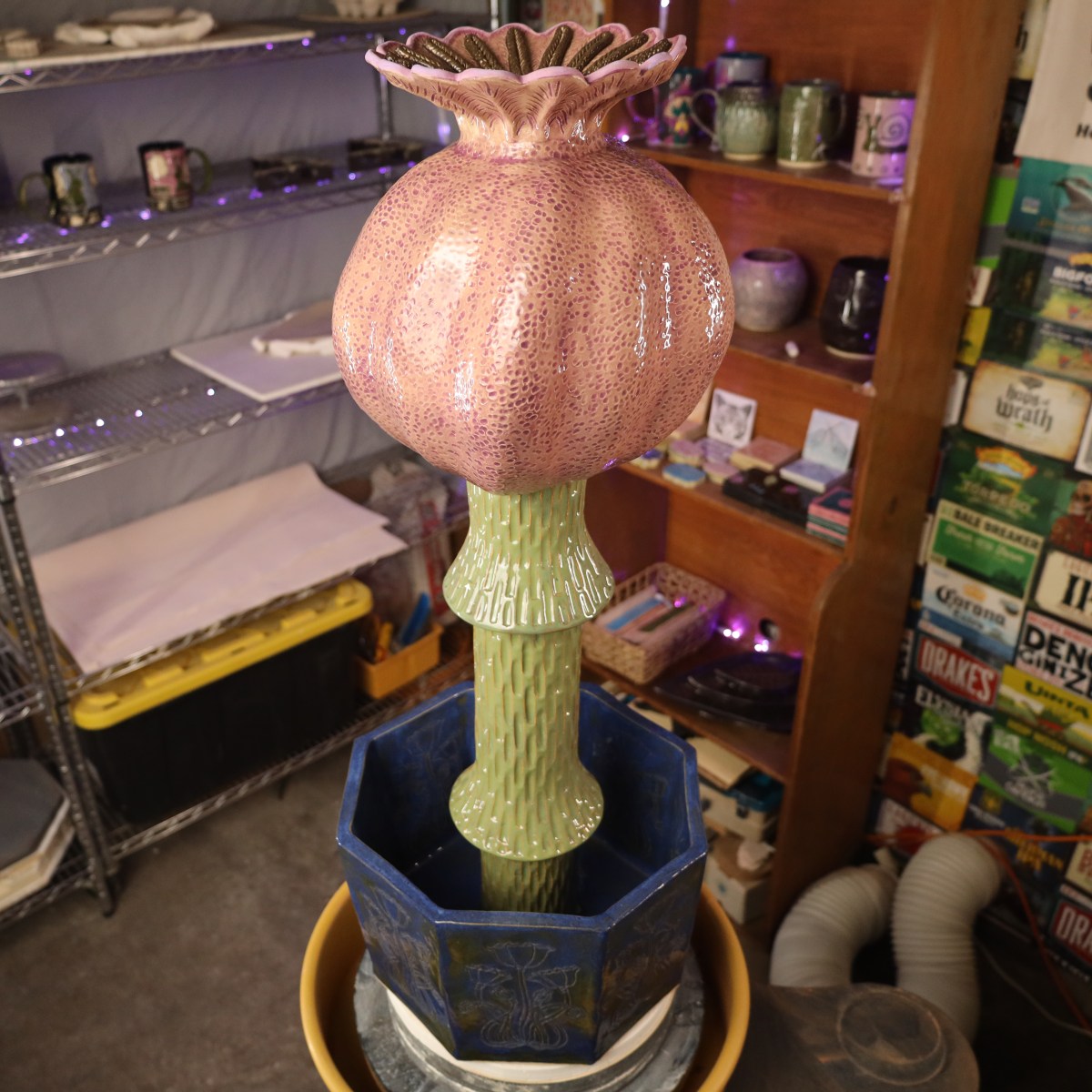 Poppy Pod Sculpture Fountain by Athena Mariah LaRue