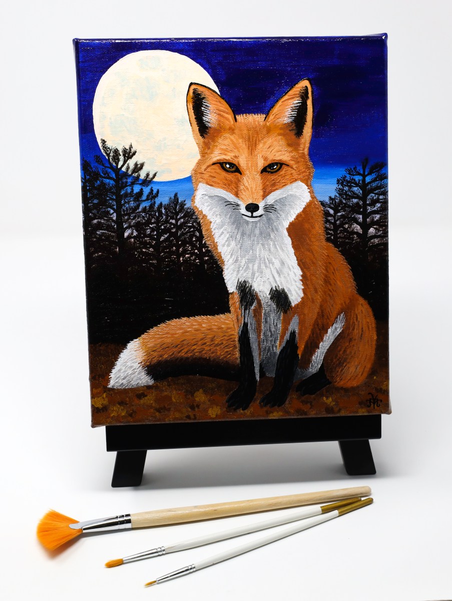 Red Fox Acrylic Painting on Canvas by Athena Mariah LaRue
