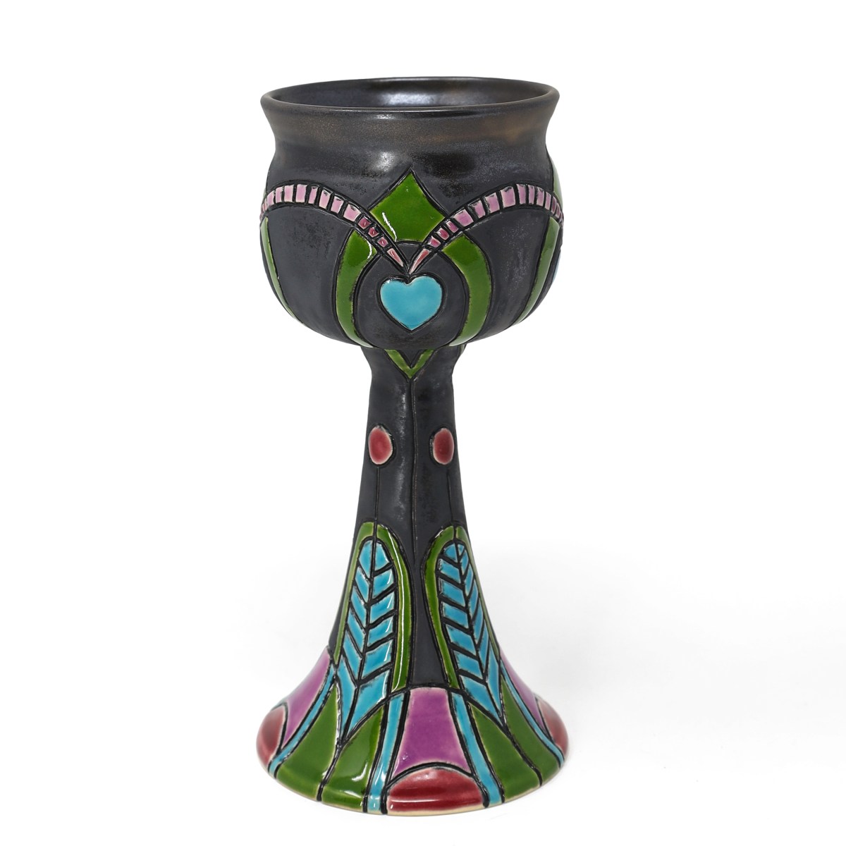 Ceramic Goblet Peacock Pewter Art Nouveau by Athena Mariah LaRue