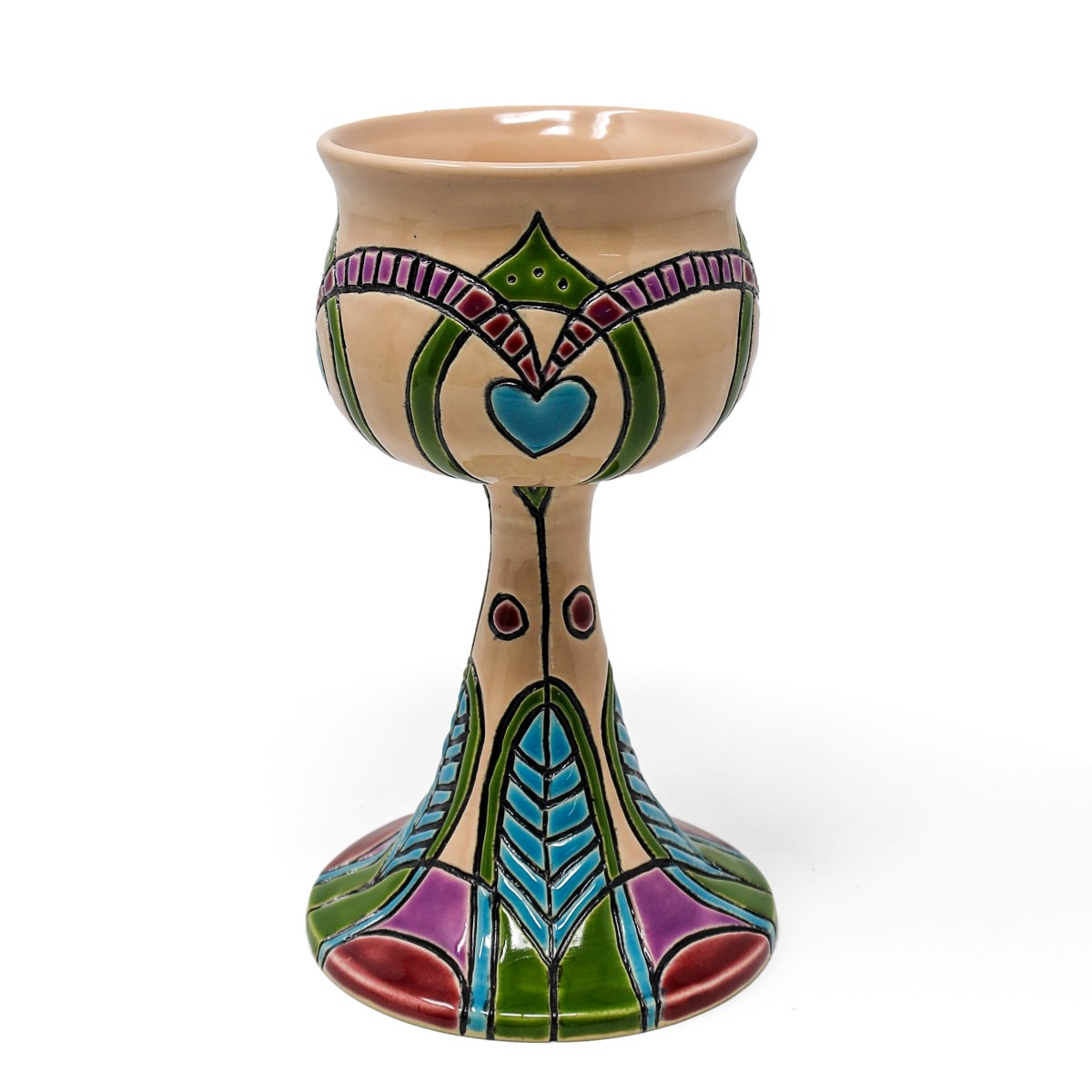 Ceramic Goblet Peacock Nude Art Nouveau by Athena Mariah LaRue