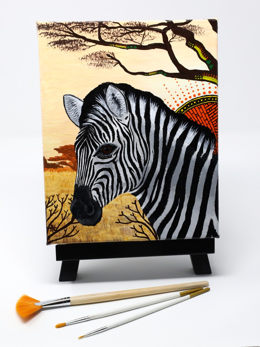 Zebra Acrylic Painting on Canvas by Athena Mariah LaRue